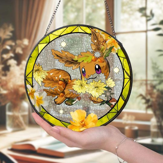 Handcrafted PKM Glass Suncatcher Fall-Inspired Window Decor Gift for Nature Lovers Home Accents