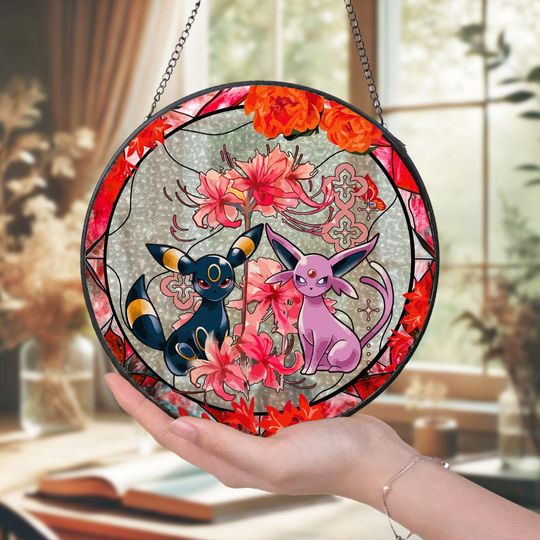 Handcrafted PKM Glass Suncatcher Red Spider Lily Window Art Gift for Anime Lovers