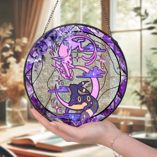 Handcrafted PKM Glass Suncatcher Moon & Star Window Art Perfect Gift for Fans