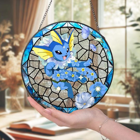 Handcrafted PKM Glass Suncatcher Ocean Bloom Window Art Sweet Gift for Fans Home Decor