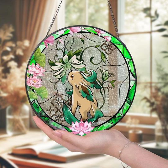 PKM Glass Suncatcher Lotus Garden Window Art Gift for Nature Lovers