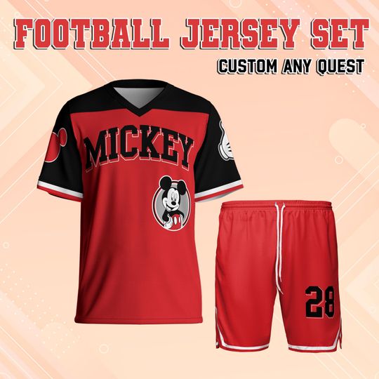 Custom Disney Mickey Mouse Football Jersey, Disney Mickey Football Jersey, Disney Shirt