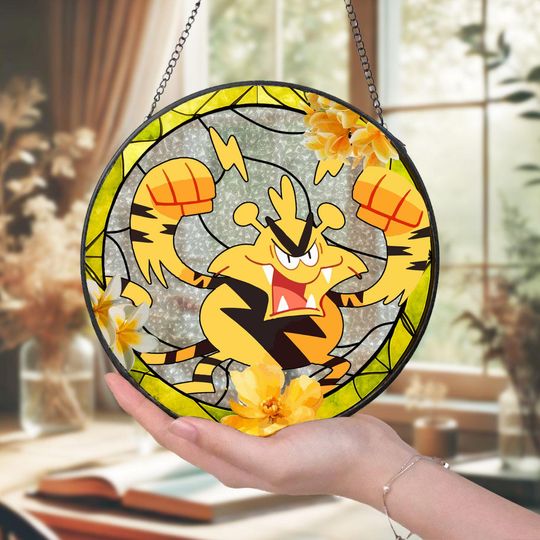 Lightning PKM Glass Suncatcher, Gift for Collectors