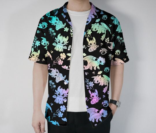 Toothless Hawaiian Shirt and Shorts Set  Cute Dragon Outfit for Summer, Unisex 3D Printed Beachwear