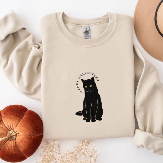 Black Cat Halloween Sweatshirt, Halloween Black Cat Owner Shirt