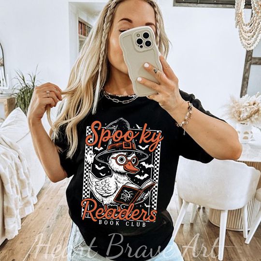 Spooky Readers Book Club, Witch Goose Halloween Sweatshirt, Halloween Bookish