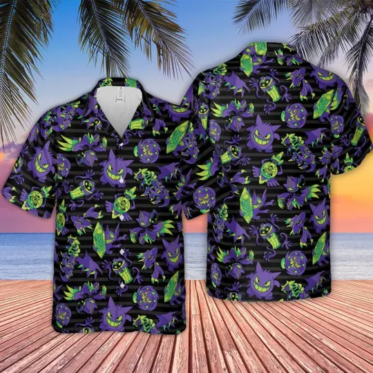Gengar Hawaiian Button Down Shirt