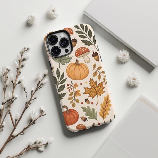 Autumn Pumpkin and Mushroom Phone Case