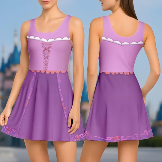 Rapunzel Skater Dress Costume, Rapunzel Running Dress For Women, Disneybound Tangled Outfit, RunDisney Princess Dress, Disneyland Merch
