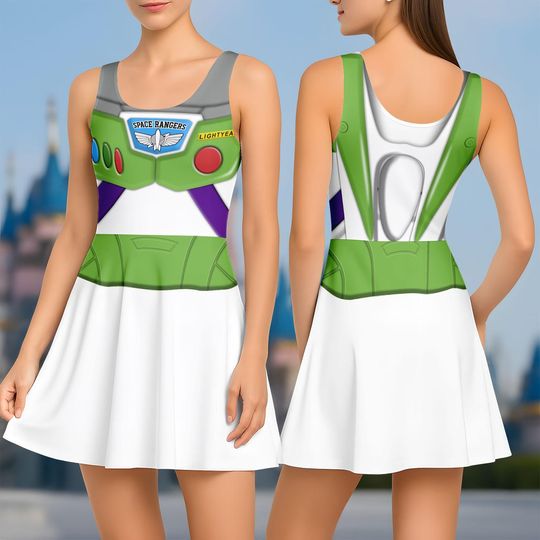 Buzz Lightyear Costume Skater Dress, Disneybound Space Ranger Outfit, Buzz Running Dress Women, RunDisney Toy Story Dress, Pixar Merch