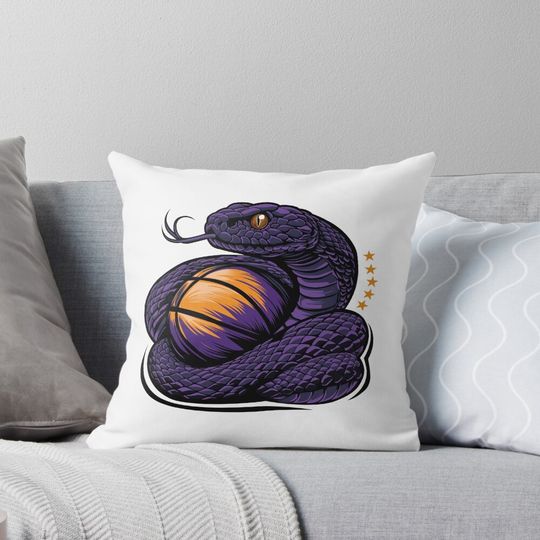 Mamba mentality, number 24, five championships - snake Pillow, Basketball Gift, Gift for Fan