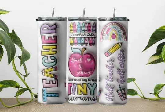 30 Oz. Teacher Life Back To School Tumbler With 3D Inflated Design