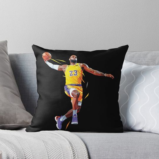 LeBron James lowpoly Pillow, Basketball Gift, Gift for Fan