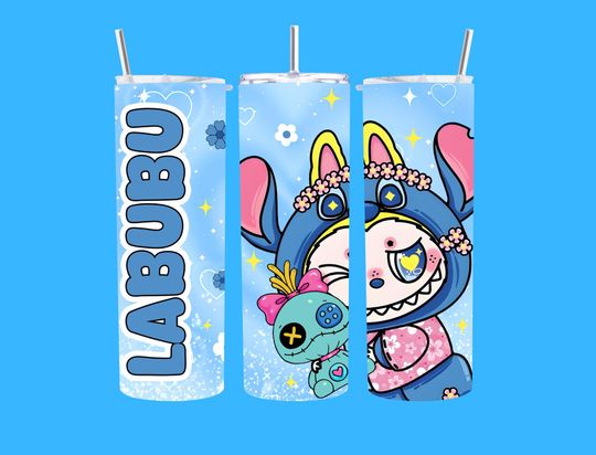 Blue Twisted Labubu Cartoon 20 oz Skinny Sublimation Tumbler