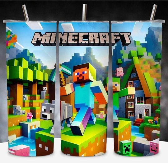Minecraft tumbler wrap,  20 oz skinny tumbler wrap,  ready to press