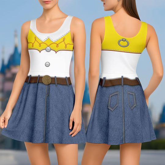Woody Toddler Costume Skater Dress, Woody Toy Story Cosplay Dress, Disney Woody Cartoon Dress, Toy Story Dress For Kids, Disneybound Ou