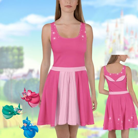 Sleeping Beauty Fairies Dress womens Disney costume pink fairy Flora, Fauna, and Merryweather cosplay run Disney outfit