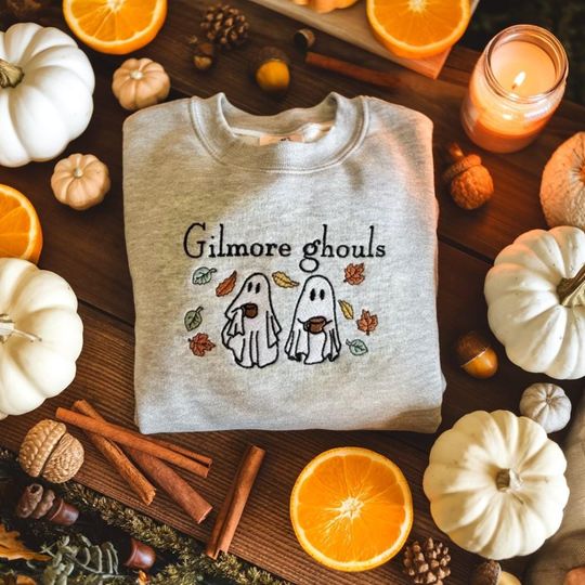 Gilmore Ghouls Embroidered Sweatshirt, Stars Hollow Halloween Shirt, Ghost Embroidered Sweatshirt, Gift for Her