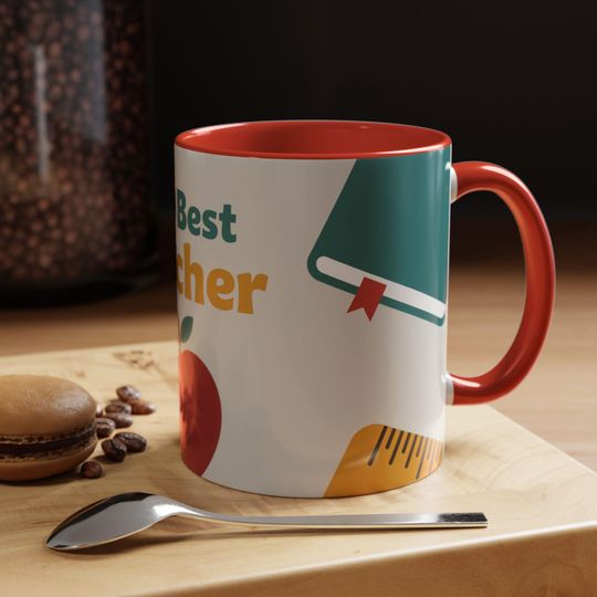 The Best Teacher Accent Coffee Mug, Teacher Gift, Back to School Mug, Appreciation Mug, Unique Coffee Cup, Classroom Decor