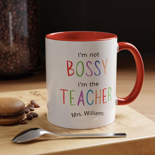 Personalized Bossy Teacher Coffee Mug - Fun Gift for Educators, Perfect for Teacher Appreciation, Back to School, Birthdays, and Christmas