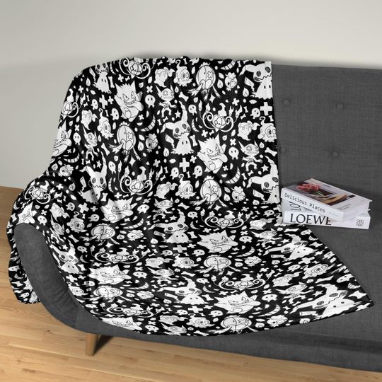 Gengar Fleece Blanket Home Decor Throw Blanket Bedroom Decor Mimikyu Blanket Cute Baby Blanket Cute Gengar Blanket Gifts