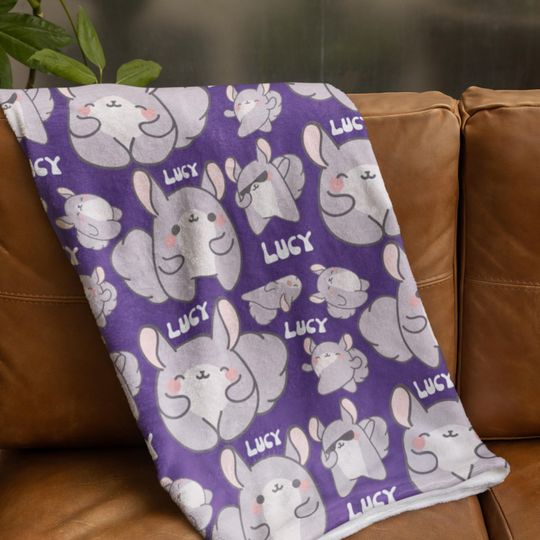 Personalized Chinchilla Blanket, Custom Chinchilla Blanket, Customized Mouse Throw, All Over Print Throw, Cartoon Chinchilla, Mouse Lover