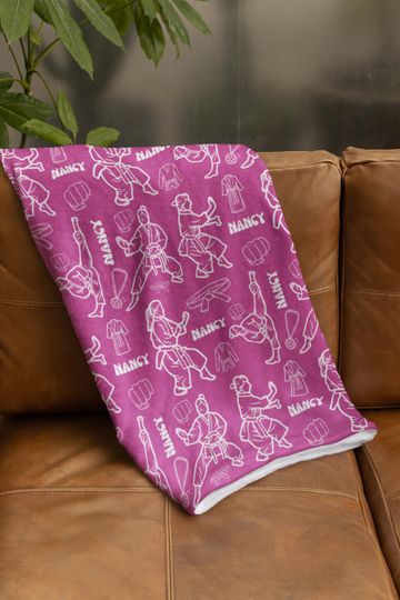 Personalized Karate Kids Blanket, Custom Karate Girl Blanket, Customized Karate Sherpa Throw, Sports All Over Print Throw, Bday Gift for Her