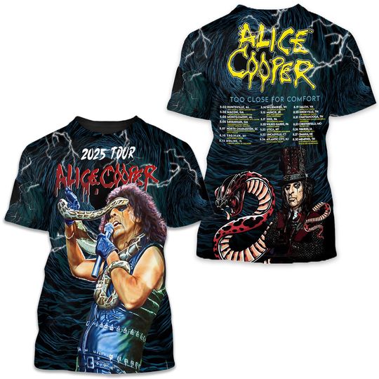 Alice Cooper 3D hot 2025 tour t shirt
