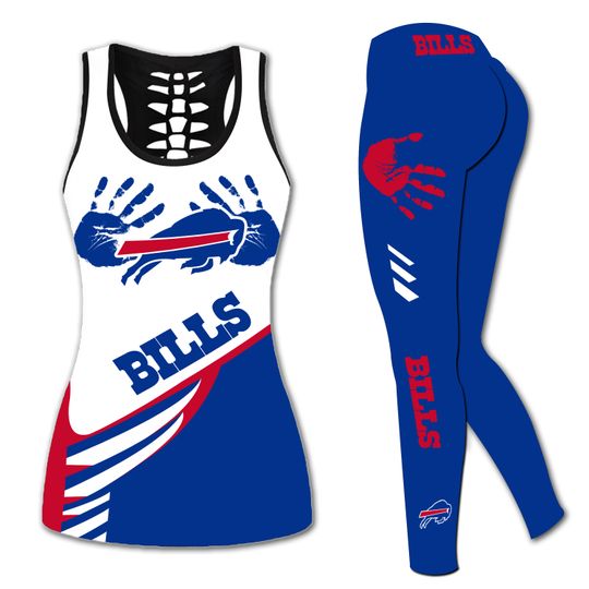 Buffalo Bills Hollow Tank Top Legging Set, Women Yoga Set