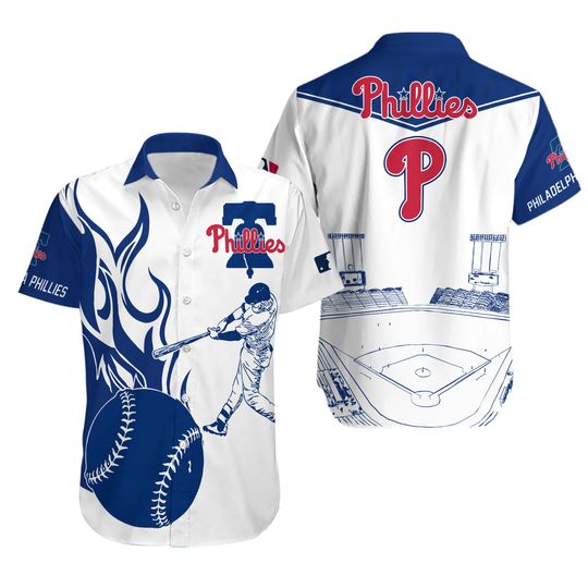 Classic Game Day Phillies Tropical Hawaiian Shirt With Baseball Imagery