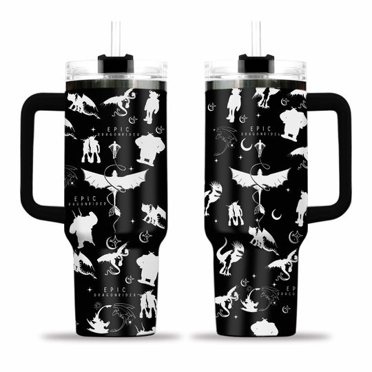 How To Train Your Dragon 40oz Tumbler, Toothless Dragon Steel Tumbler, Epic Dragon Rider Drinkware Tumbler, Night Fury Tumbler Cup
