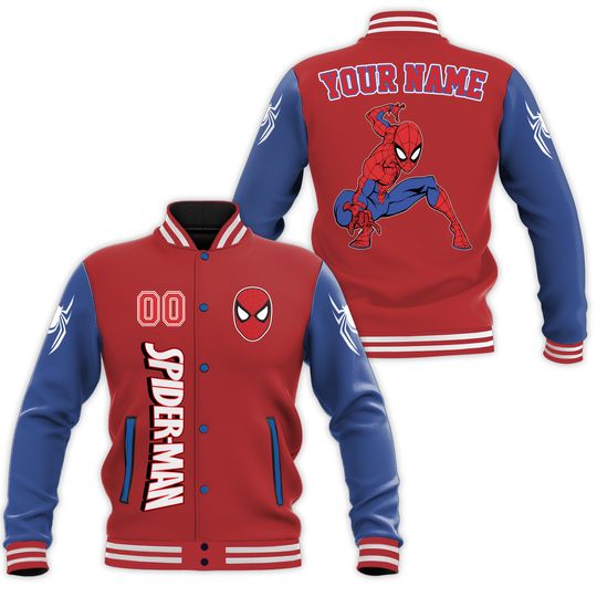 Personalize Spiderman Varsity Jacket, Spiderman Varsity Jacket, Personalized Disney Jacket, Baseball Team Outfit