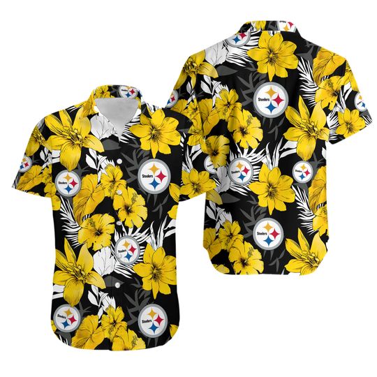 Pittsburgh Football Team Steelerss Hawaiian Button Down Shirt Unisex Adults