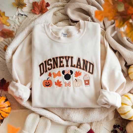 Embroidered Disneyland Halloween Sweatshirt, Spooky Season Sweashirt