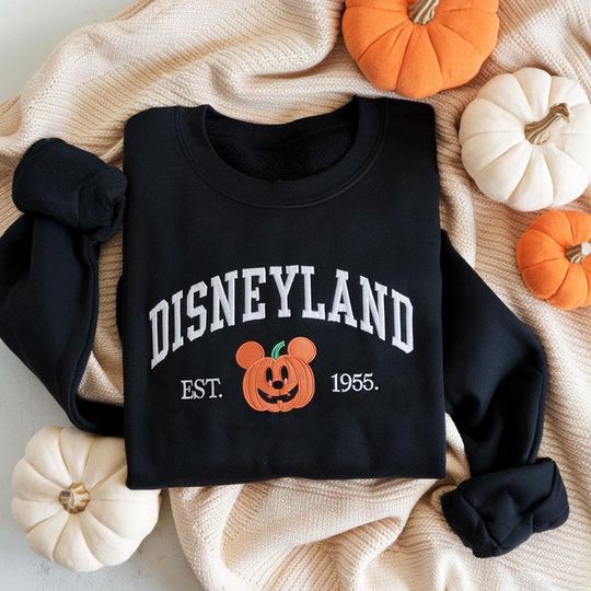 EMBROIDERED Disneyland Pumpkin Sweatshirt, Mickey Pumpkin Sweashirt