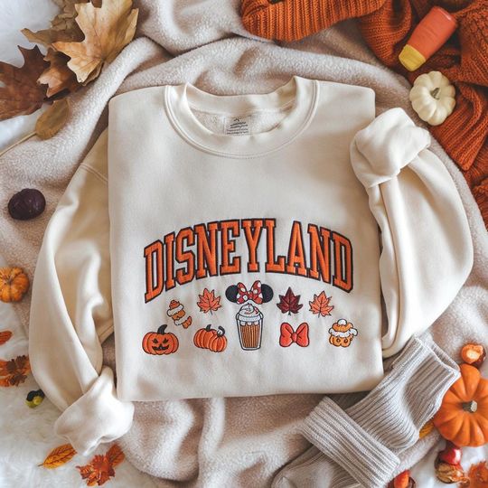 Embroidered Disneyland Fall Sweater, Pumpkin Spice Mickey, Halloween Disney Sweatshirt