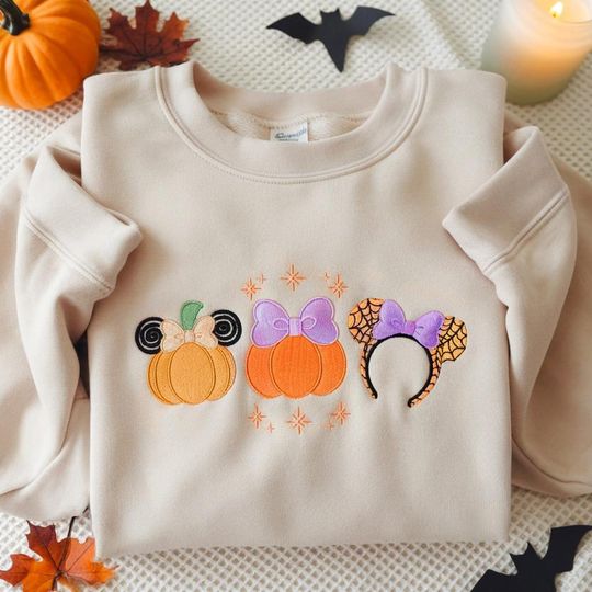 EMBROIDERED Mickey Pumpkin Halloween Sweatshirt, Disneyland Halloween Sweashirt