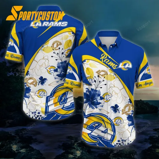 Los Angeles Football Team LA Ramss Hawaiian Shirt Button Down