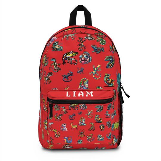 Animal Print Kids Backpack, Personalized School Bag for Elementary & Middle School Kids, Custom Name Bag for Gamer Enthusiast Back-to-School