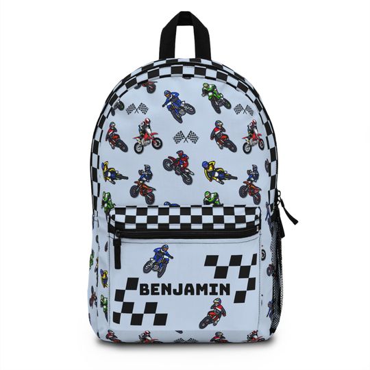 Motorcycle Motif Backpack for Adventurers, Kids' School Bag, Personalized Riding Gear, Perfect for Birthdays, Back to School, and Holidays