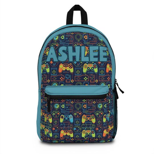 Game On: Personalized School Bag with a Cool Gamer Twist! Perfect Gift for Young Gamers, Custom Name Back To School Backpack For Gamers