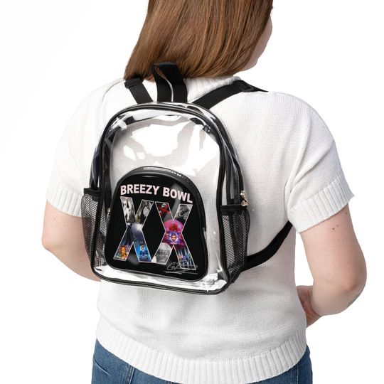 Clear Backpack with Breezy Bowl Design, Clear Bag, Game Day Bag, Concert Purse, Festival Backpack, Sports Event Tote