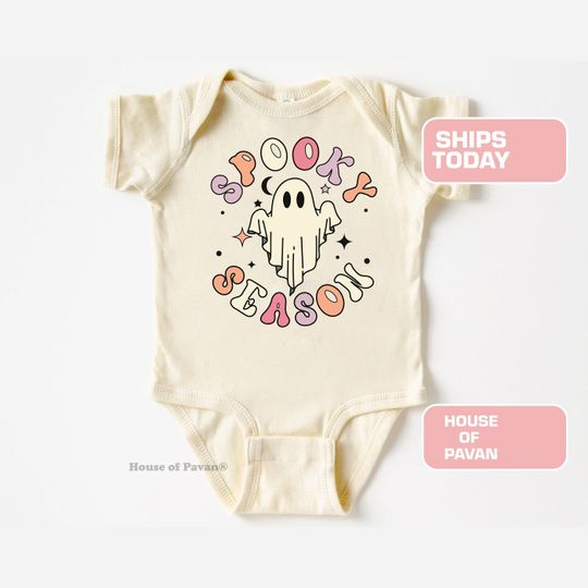 Spooky Season Baby Onesie, Retro Halloween Bodysuit, Baby Halloween  Outfit