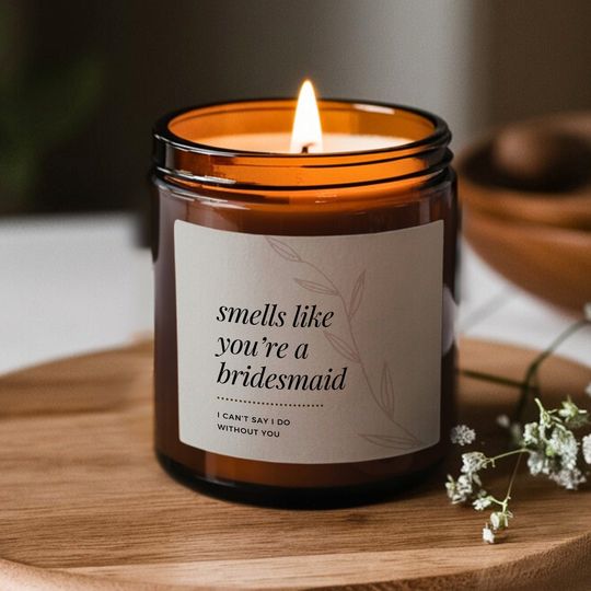 Smells Like Bridesmaid Candle, Wedding Party Gift, Minimalist Scented Candle, Bridesmaid Proposal