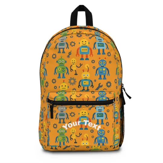 Robot Backpack for Kids – Custom Name School Bag, Fun Mech-Themed Gift
