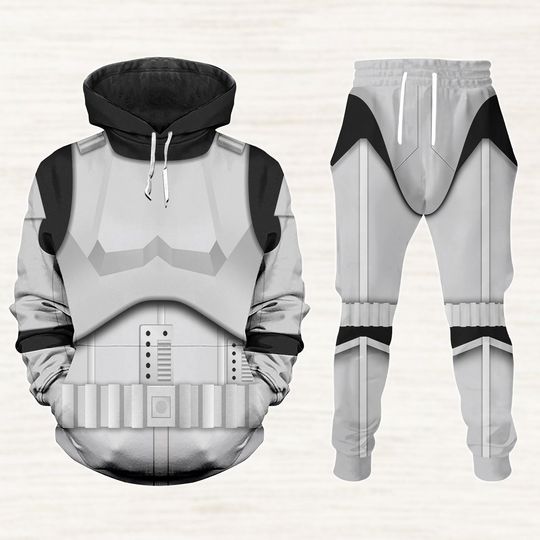 Stormtrooper Cosplay Hoodie Jogger Set, The Clone Halloween Costume for Men, Star Wars Fighter Outfit, Disney 2025 Men Tracksuit