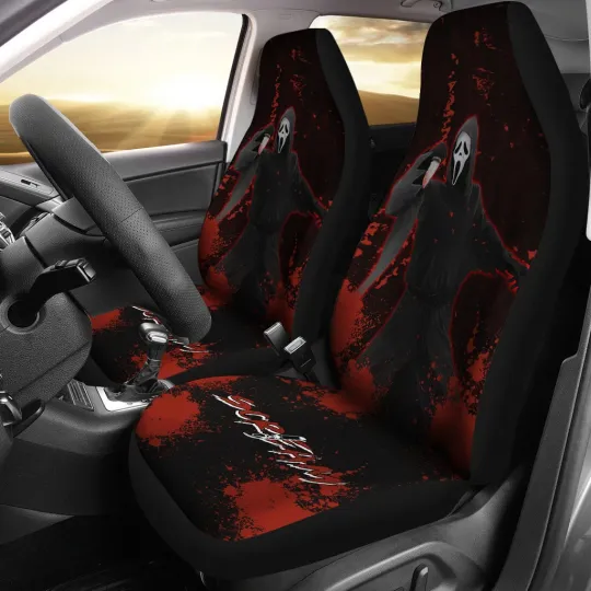 Ghostface Car Seat Covers Scream Horror Movie Villain Fan Auto Gift