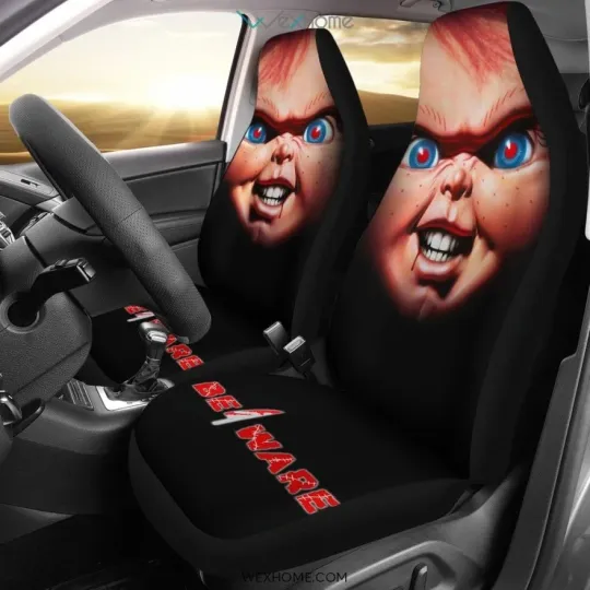 Chucky Face Car Seat Covers Horror Movie Beware Quote Fan Gift