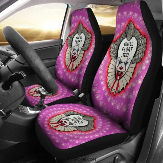Pennywise Quote Car Seat Covers IT Movie You'll Float Too Design