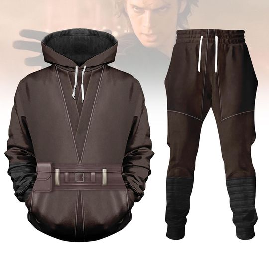 Anakin Skywalker Costume Hoodie Jogger Set, Jedi Knight Cosplay Outfit